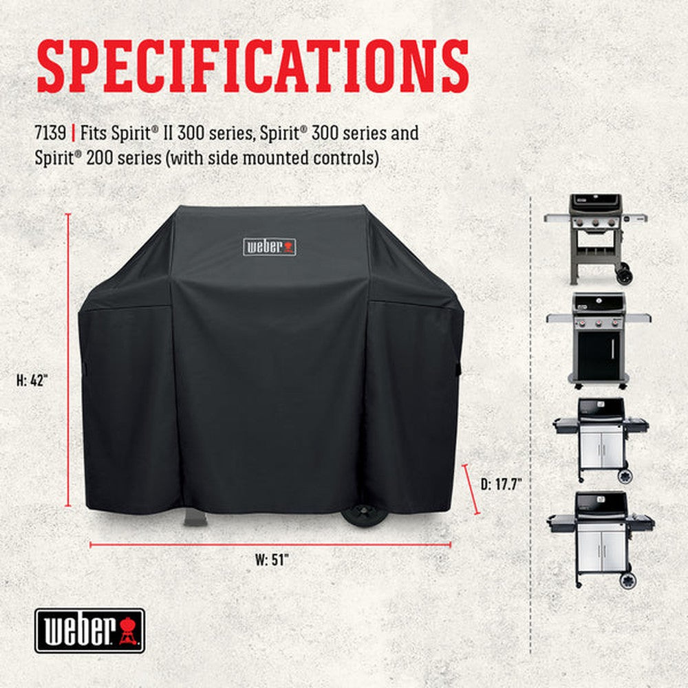 Weber Premium Grill Cover - Spirit II 300, Spirit/Spirit SX 300, Spirit 200 side controls Weber Chilliwack BBQ Supply