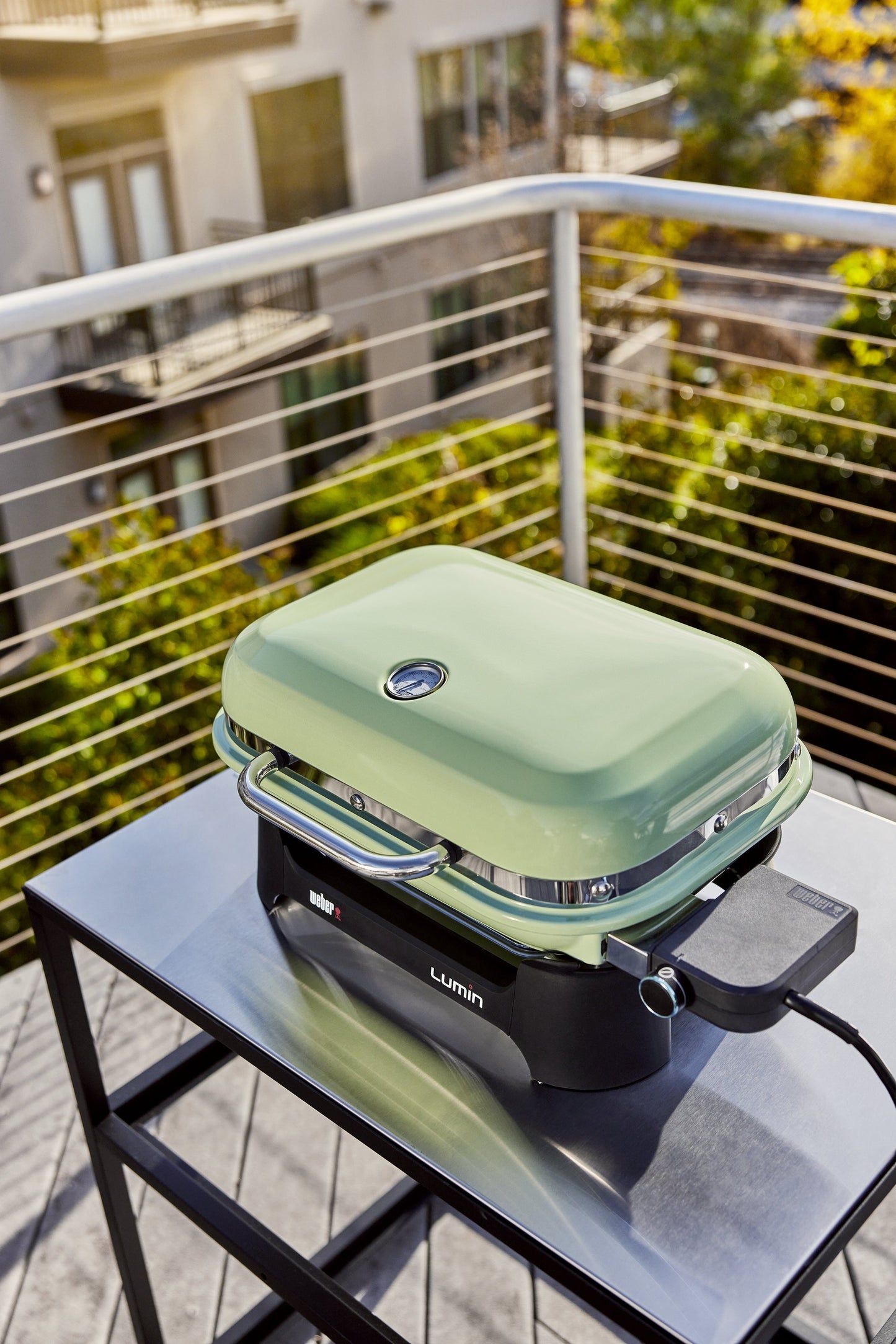 Weber Lumin Compact Electric Grill - Seafoam Green Weber Chilliwack BBQ Supply