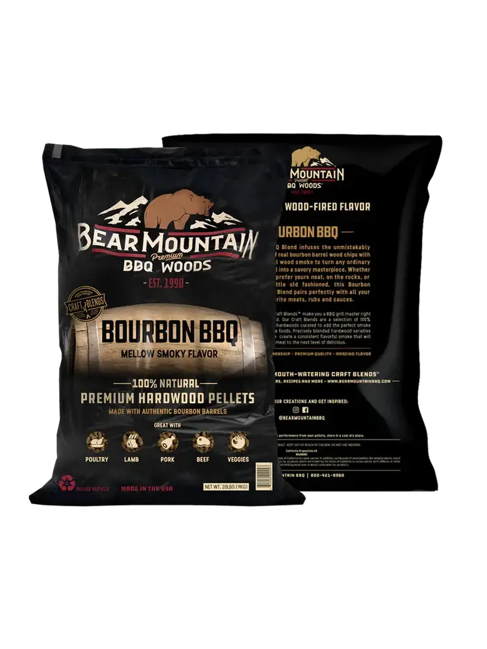 Bear Mountain Premium Pellets Bourbon 20lbs Bear Mountain BBQ Pellets Chilliwack BBQ Supply