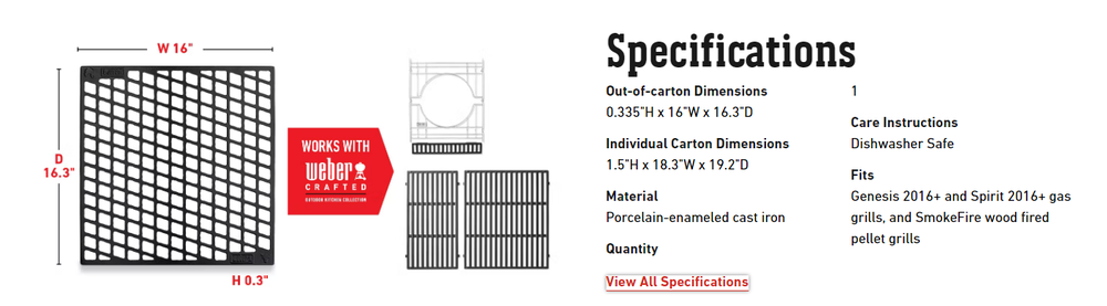 WEBER CRAFTED Dual-Sided Sear Grate Weber Chilliwack BBQ Supply