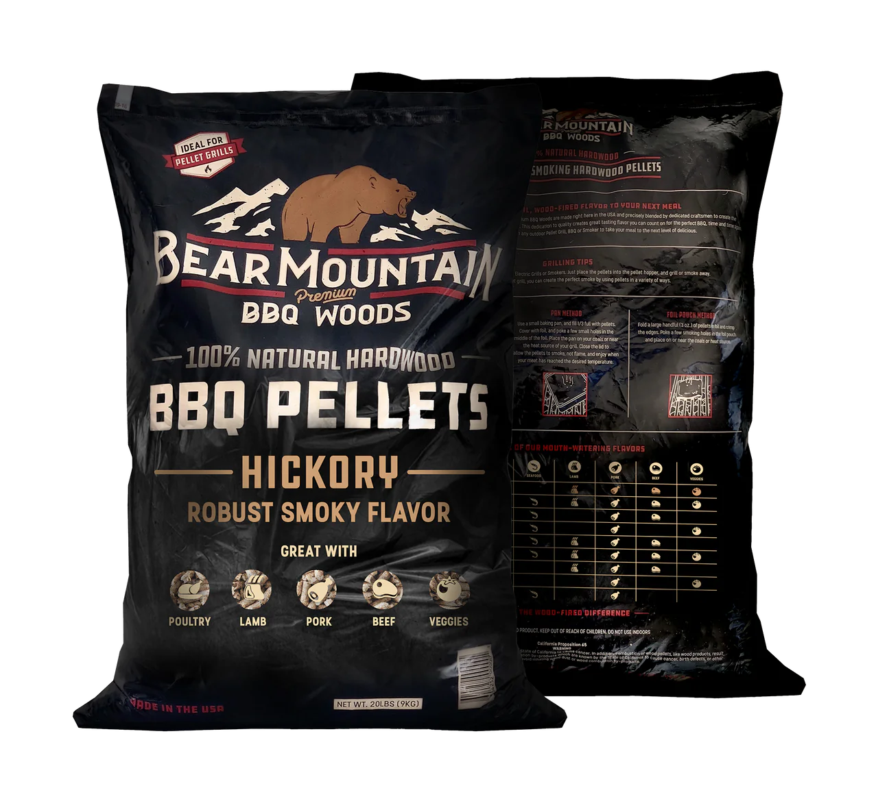 Bear Mountain Hickory BBQ Wood Pellets 20 lbs