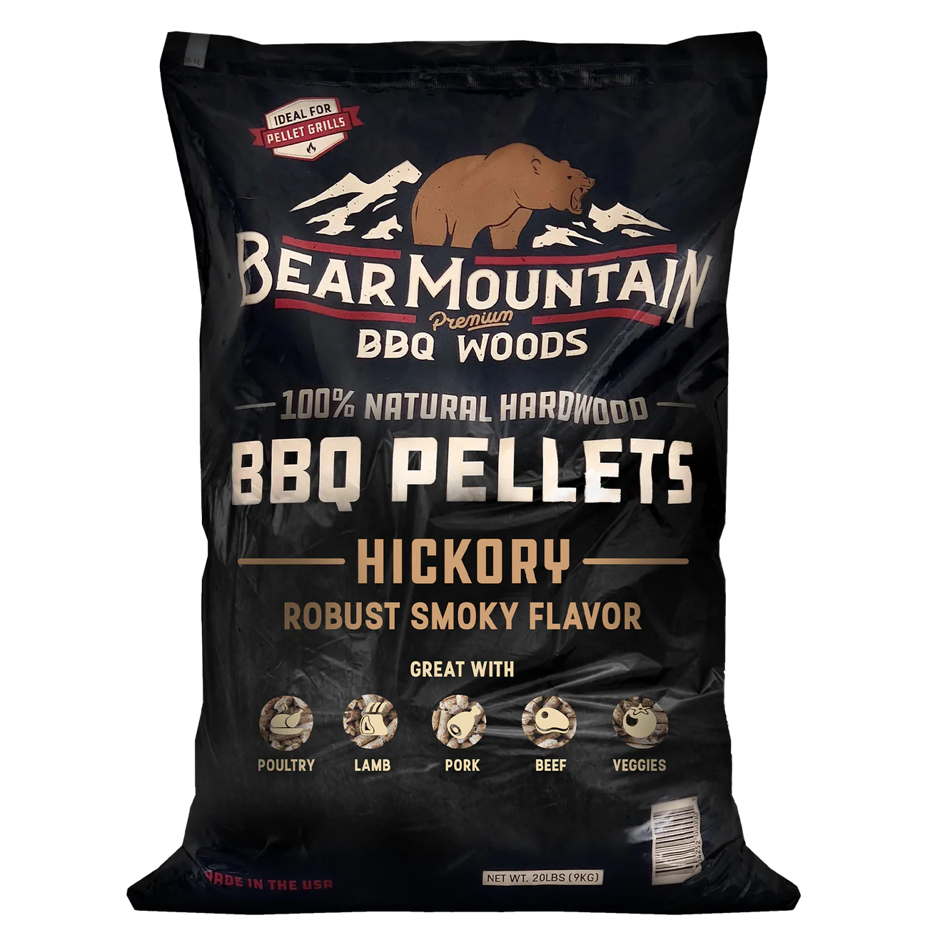 Bear Mountain Hickory BBQ Wood Pellets 20 lbs