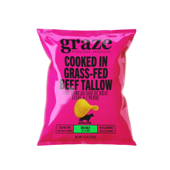 Graze Beef Tallow Kettle-Cooked Potato Chips – Sea Salt