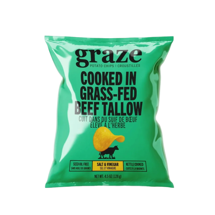 Graze Beef Tallow Kettle-Cooked Potato Chips – Salt & Vinegar