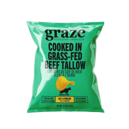 Graze Beef Tallow Kettle-Cooked Potato Chips – Salt & Vinegar