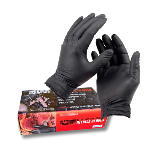 Hardcore Carnivore disposable Nitrile Gloves - Black 50pk