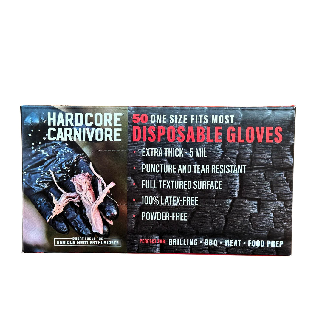 Hardcore Carnivore disposable Nitrile Gloves - Black 50pk