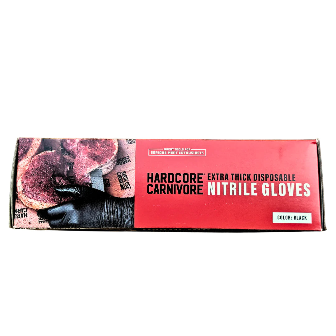 Hardcore Carnivore disposable Nitrile Gloves - Black 50pk