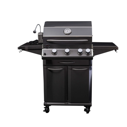 Jackson Grills Lux 550 Black Stainless 3 Burner Gas Grill with Infrared Rotisserie Burner and Premium Stainless Steel Construction.