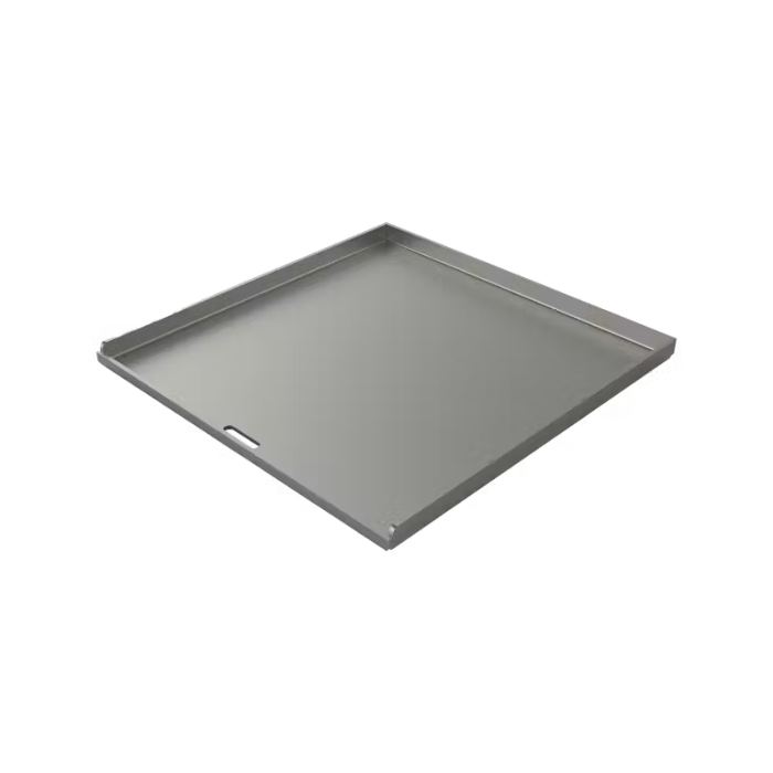 Weber Crafted® Rust-Resistant Griddle Insert installed on a Weber gas grill, featuring a pre-seasoned carbon-steel cooking surface ideal for smashed burgers, bacon, breakfast, fajitas, and flat-top grilling.