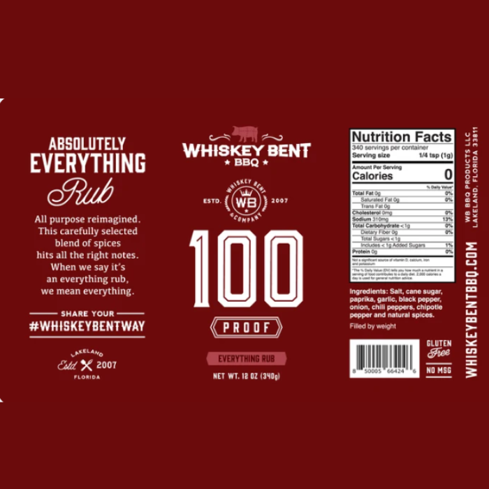 Whiskey Bent BBQ 100 Proof Everything Rub