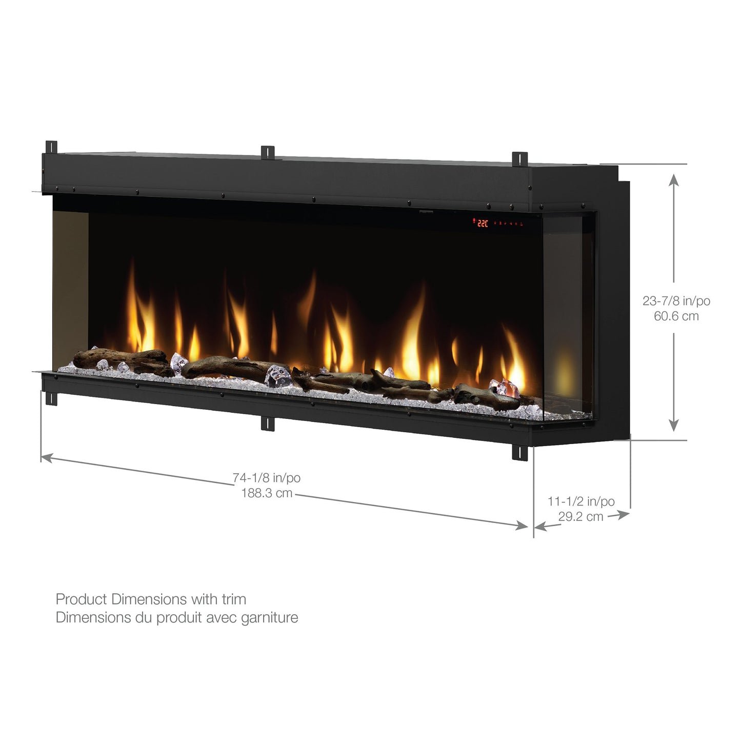 Ignite Bold Linear Electric Fireplace 74"