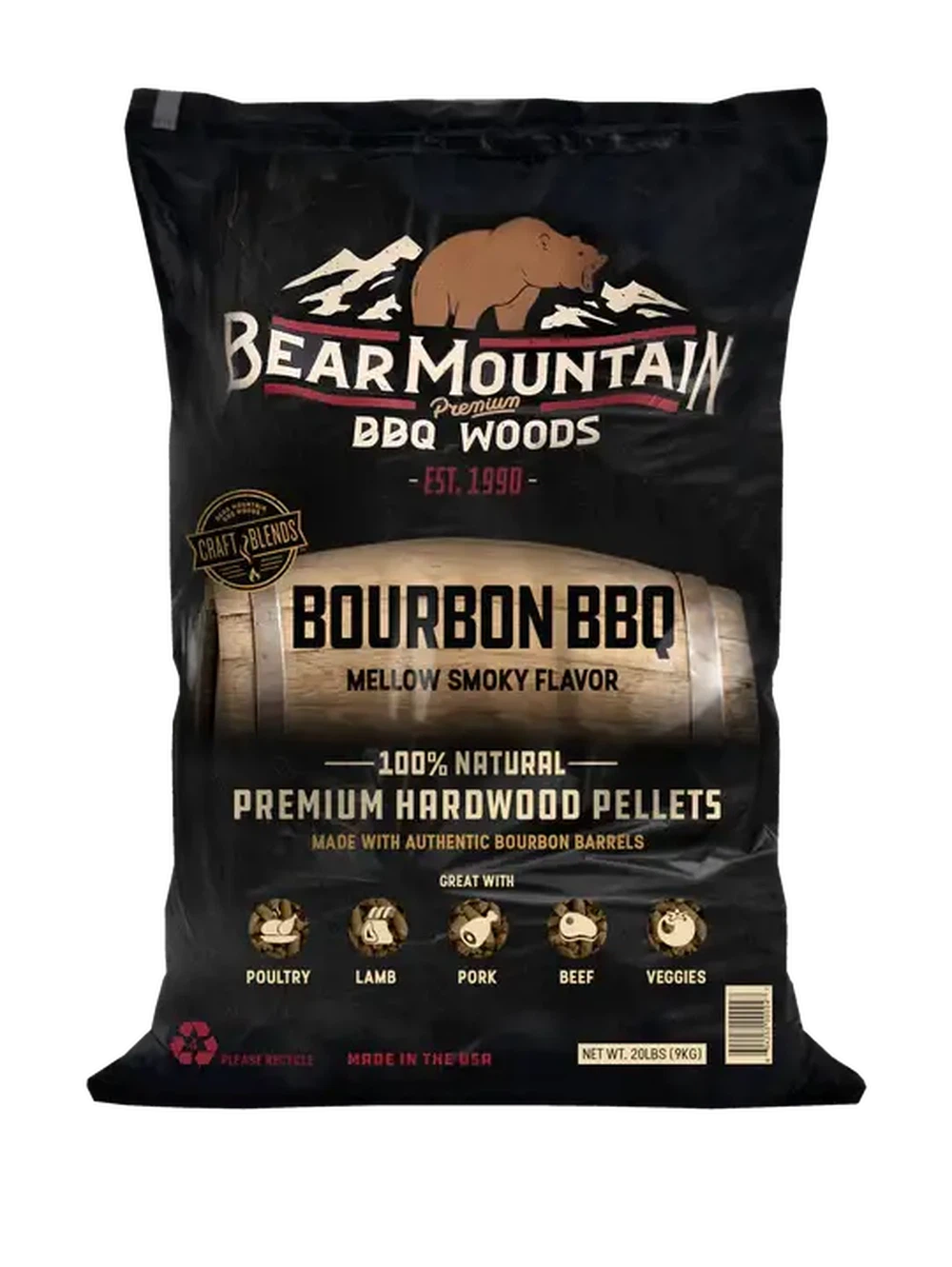Bear Mountain Premium Pellets Bourbon 20lbs Bear Mountain BBQ Pellets Chilliwack BBQ Supply