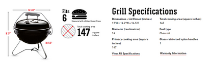 Weber Smokey Joe® Premium Charcoal Grill 14" Weber Chilliwack BBQ Supply